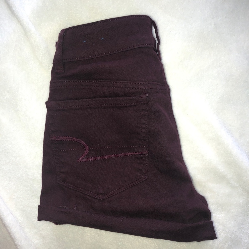 American eagle, maroon jean shorts